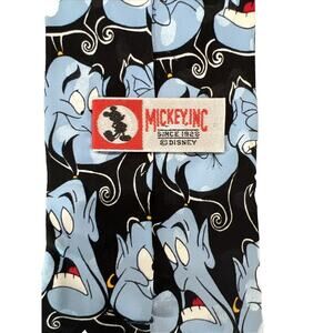Licensed Disney “Genie” 100% Silk Black & Blue, Men’s Tie RN #73469 Good Cond!